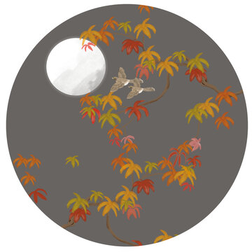 楓葉花鳥(niǎo)