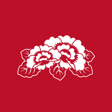 春節(jié)紅色喜慶牡丹剪紙