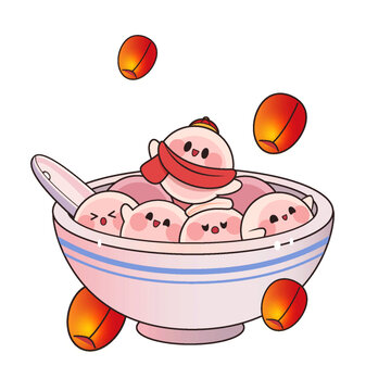 卡通可愛元宵節(jié)燈籠插畫