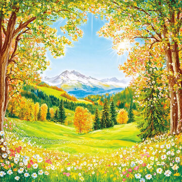 自然美景油畫