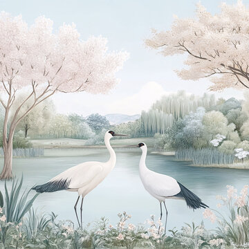唯美仙鶴風(fēng)景