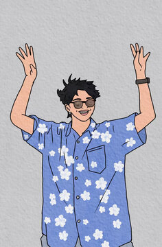 花襯衫男人物頭像