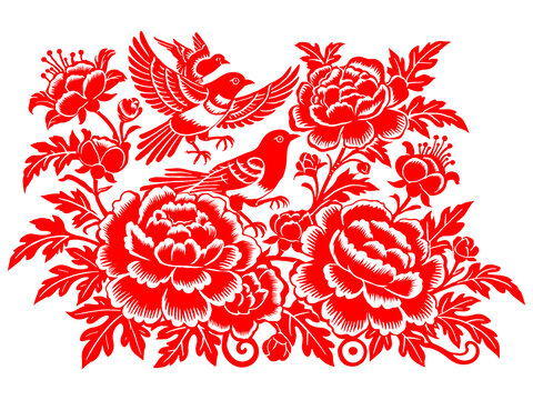 喜鵲牡丹