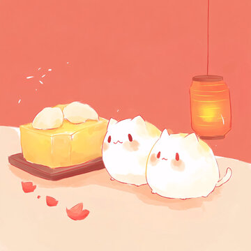 卡通貓咪粘豆包
