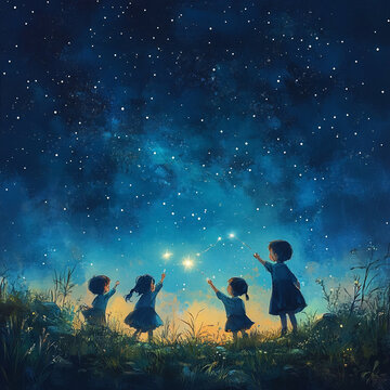 星空下的少女
