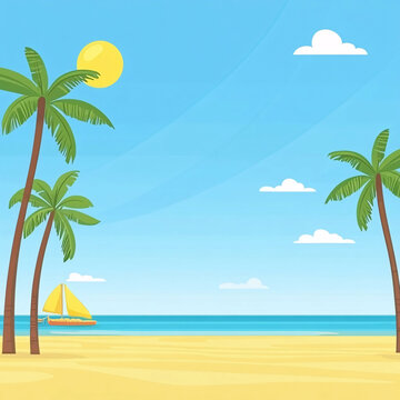 海灘椰樹風景