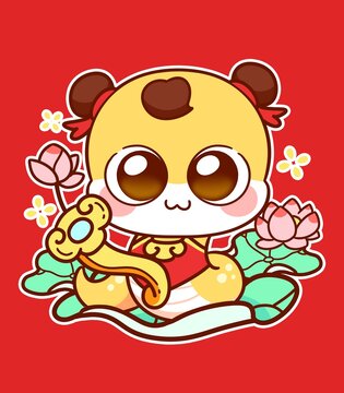 蛇年童子如意卡通IP形象