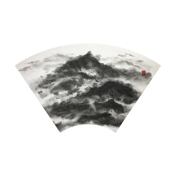 中國淡墨寫意山水畫