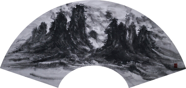 群山峻嶺水墨山水畫(huà)