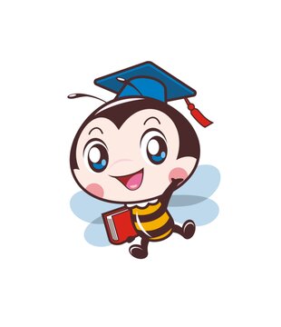 卡通可愛小蜜蜂博士形象矢量圖