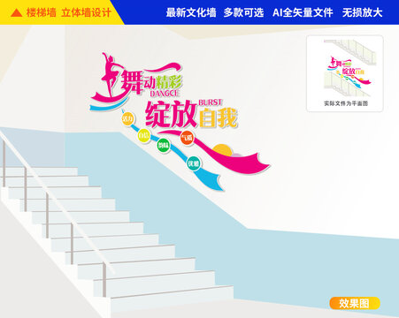 舞蹈樓梯文化墻
