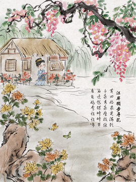 古詩江畔獨步尋花