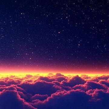 夜晚云彩星星