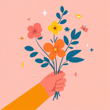 扁平風(fēng)花束
