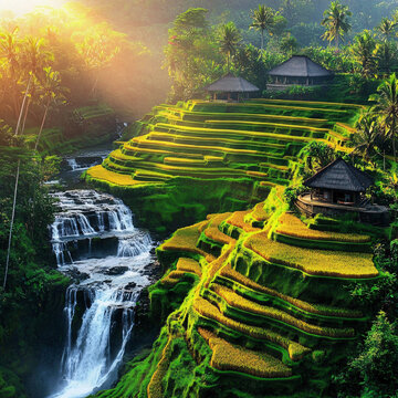 稻田唯美風(fēng)景