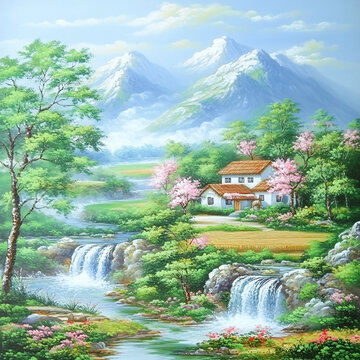 油畫山水風(fēng)景