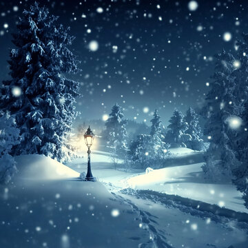 冬雪的夜晚