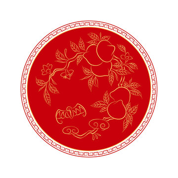 福壽桃子蝙蝠紋樣