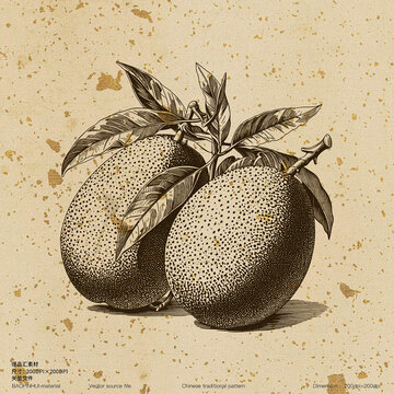 素描版畫矢量芒果素材線描芒果水果