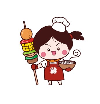 卡通可愛大姐廚師形象矢量圖