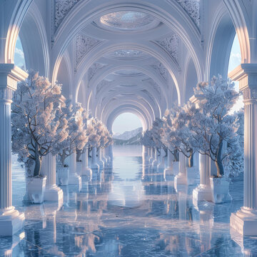 夢幻冰雪拱廊建筑