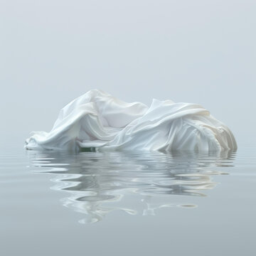 白色布料漂浮在水面上