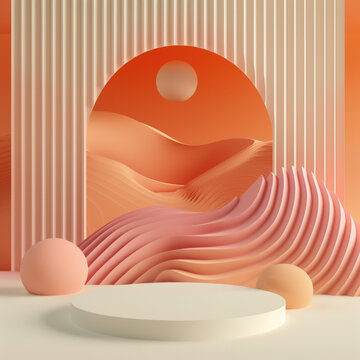 抽象幾何沙漠場(chǎng)景展示臺(tái)