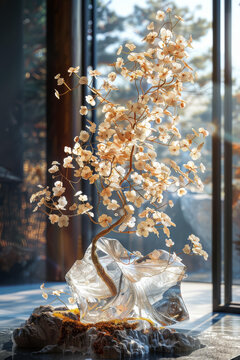水晶花卉盆景藝術(shù)品