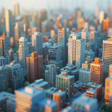 像素城市黎明景色