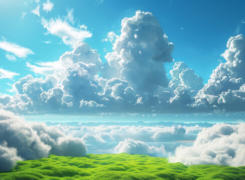 美麗天空與綠色田野