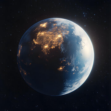 地球夜景 城市燈光 宇宙空間