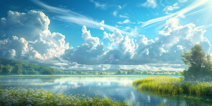 寧靜湖畔的日出美景