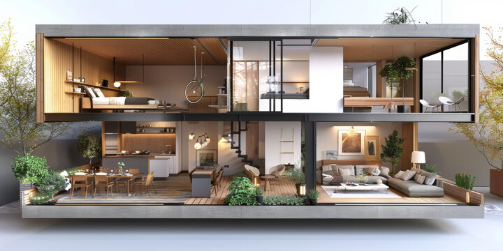 現(xiàn)代極簡風(fēng)格剖面住宅設(shè)計