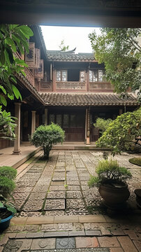 中國(guó)傳統(tǒng)庭院住宅的庭院
