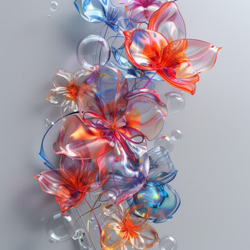 渲染的玻璃花朵