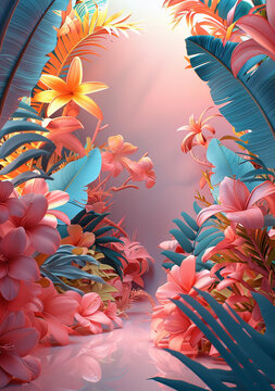 夢(mèng)幻熱帶花卉背景
