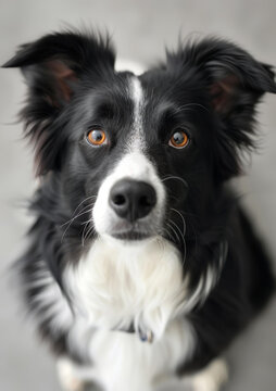 邊境牧羊犬凝視著鏡頭眼睛呈琥珀色