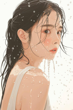 少女沐浴的唯美瞬間
