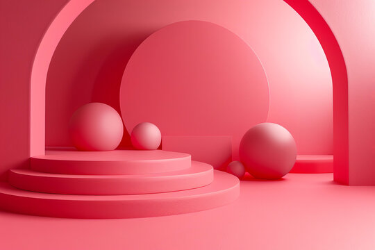 粉紅色幾何抽象展示場景