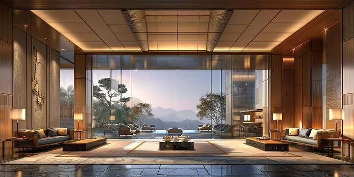 現(xiàn)代奢華酒店大堂設(shè)計