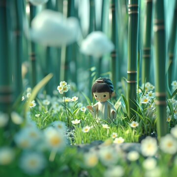 迷失在竹林的小女孩