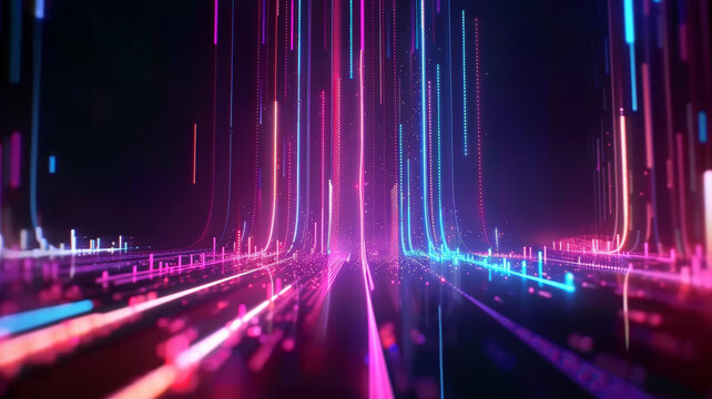 具有發(fā)光粒子光跡的抽象未來主義技術(shù)背景