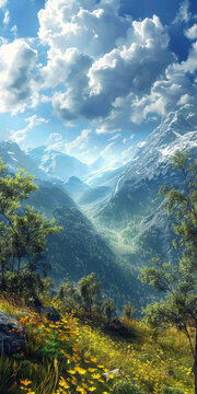 陽(yáng)光下的山谷美景