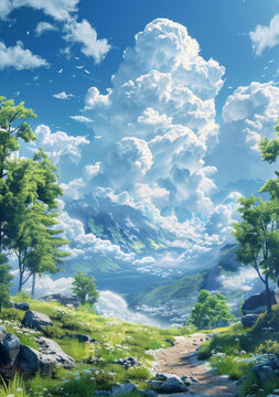 云霧繚繞的山谷美景
