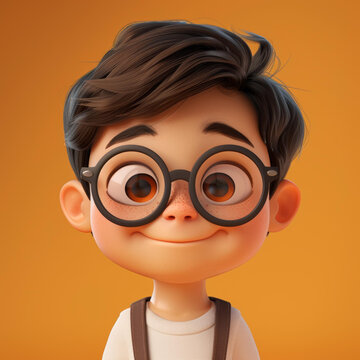 戴眼鏡的小男孩的卡通形象