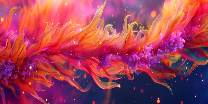 五彩繽紛的抽象花卉狀結(jié)構(gòu)深藍(lán)色背景