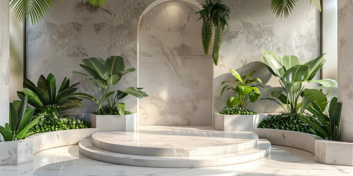 現(xiàn)代極簡室內(nèi)綠植展示臺