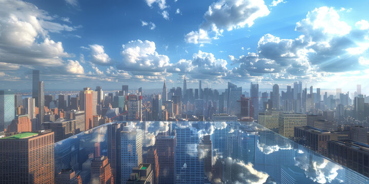 市晴空下的天際線全景