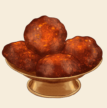 北京美食糖火燒美食小吃插畫(huà)