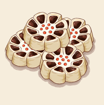 北京美食棗花酥美食小吃插畫
